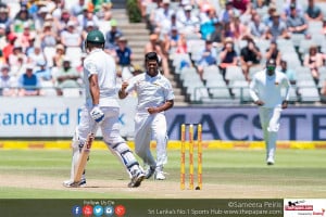 Lahiru in action at Cape Town against South Africa