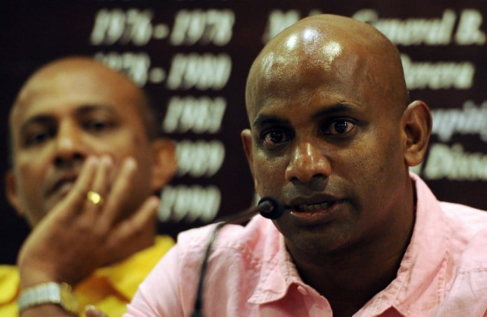 Sri Lanka's new chief cricket selector Sanath Jayasuriya (R) and fellow selection panel member, former Sri Lankan cricket captain Hashan Thilakarathna (L) speak to reporters in Colombo on January 30, 2013. Jayasuriya, who is also a ruling party member of parliament, said he wants to ensure more 