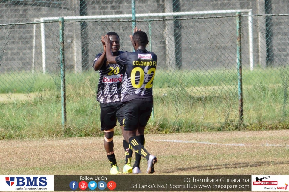 Civil Security SC vs Colombo FC - DCL Group Stage - City Football Complex - 10/07/2016 - Afis Olayemi (behind) celebrates with Momas Yapo after scoring a goal