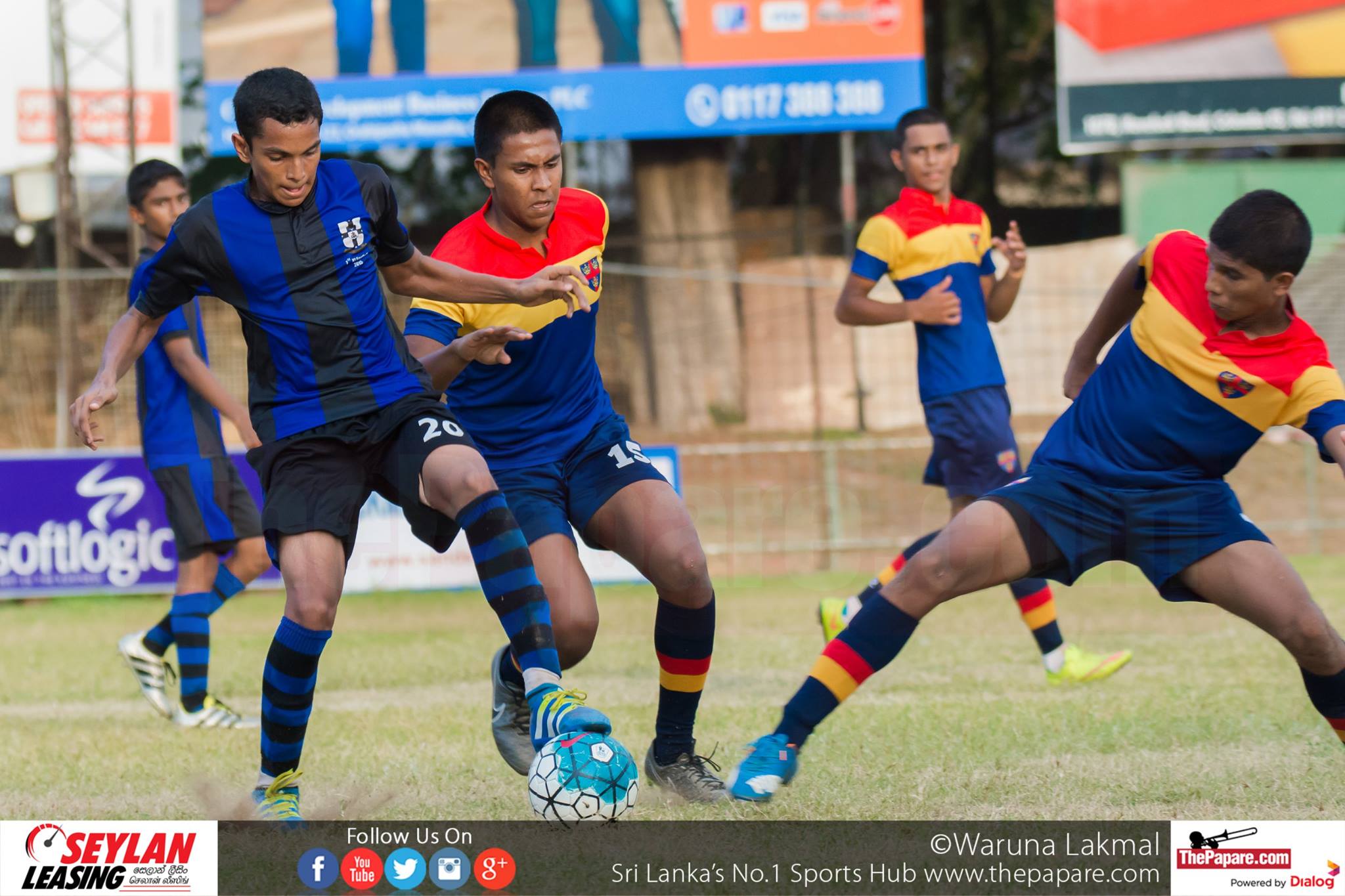 S.Thomas' College v Trinity College - Schools Football 2016 - CR and FC Grounds - 14/10/2016 - Afkar Laffar trying to win the ball away from his opponents