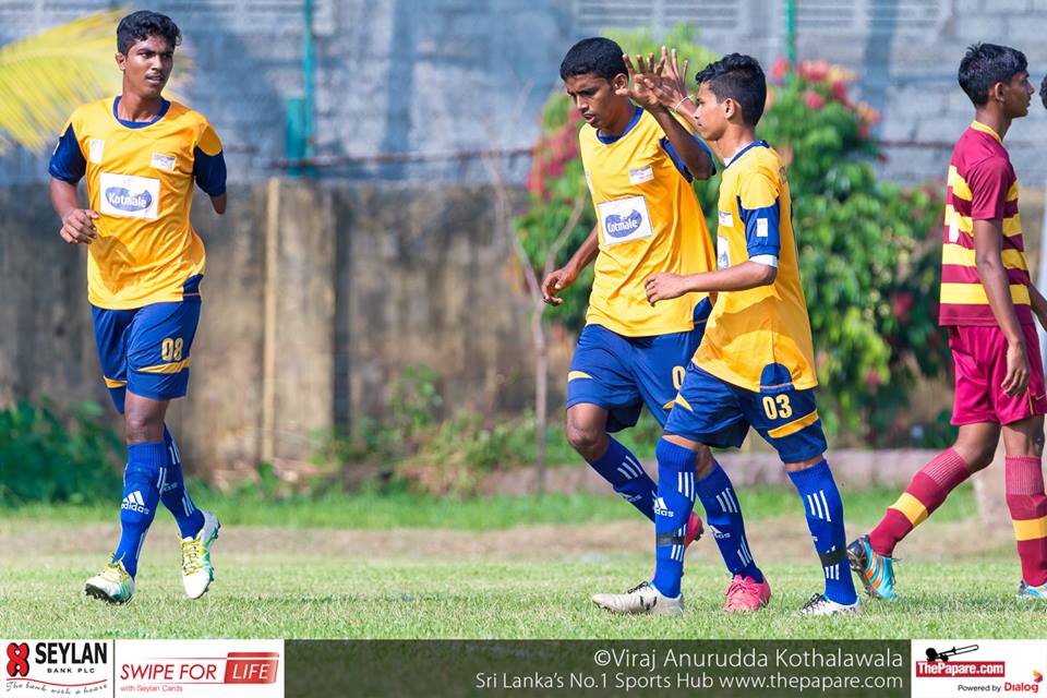 Ananda College v St.Peter's College - U19 Division I - M.H.Mohamed Grounds - 02/12/2016 - Player of the Match Johan Wickramasinghe celebrates the fourth goal with his team mates.