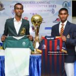 Thurstan skipper Thimira Lakshan and Isipathana captain Oshan Kavinda – Football Big Match (W.A.Rohana Challenge Trophy 2023)