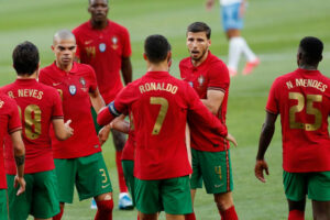 Portugal celebrating scoring a goal 