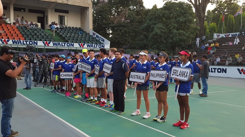 Adithya Karunaratne seen here as the sole representation for Sri Lanka at an ITF tournament