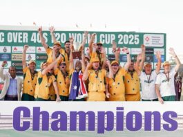 40s ප්රවීනයන්ගේ ලෝක කුසලානය ඕස්ට්රේලියාවට IMC Over 40s T20 World Cup 2025