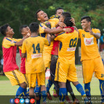 Army SC's Nilanka Kumara is mobbed by his teammates after his penalty shootout heroics - FA Cup 2016 Quarter Final