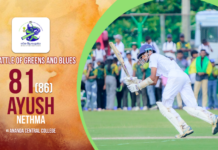 WATCH – Ayush Nethma 81 (86) vs Ananda CC | 6th Battle of Greens and Blues Ayush