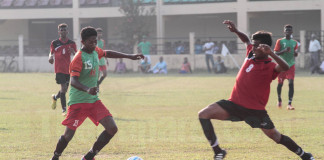 Beruwala League U19 player lunges forward to make a tackle