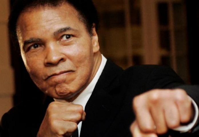 U.S. boxing great Muhammad Ali poses at the World Economic Forum in Davos