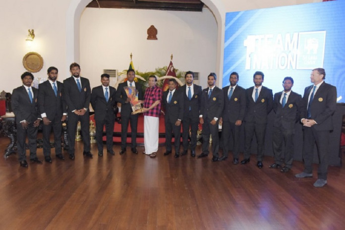 Sri Lanka cricketers were felicitated by President
