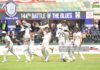Royal bowlers thrive as party intensifies with victory looming Royal camp celebrating a wicket – 144th Battle of the Blues