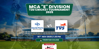 LIVE – David Pieris Group “B” vs TVS – MCA “E” Division T20 Cricket Tournament 2025/26 David Pieris Group “B” vs TVS