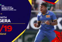 Dulnith Sigera 4/19 vs Ireland – ICC U19 Men’s Cricket World Cup 2026 – Match 13