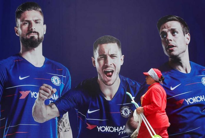 Chelsea's Olivier Giroud, Eden Hazard and Cesar Azpilicueta