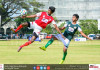 Zahira made to work hard in the sun to qualify for final Farood Faiz (R) and a St.Sebastian's player in mid air tussling for the ball. (1)