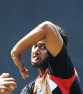 Canadian all-rounder Ruvindu Gunasekera bowls in the nets during a training session at The M. Chinnaswamy Stadium in Bangalore on March 15, 2011. Canada will face Australia in match 35 of the continuing Cricket World Cup on March 16 in Bangalore. AFP PHOTO/Dibyangshu SARKAR (Photo credit should read DIBYANGSHU SARKAR/AFP/Getty Images)