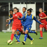 Goalscorer Praveen Maduki dribbles past a Singapore player (Photo - Football Association of Singapore)