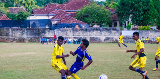 Great Star and Golden Rise players tussling for the ball (Photo - Ranmina Jayasinghe)
