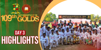 WATCH – HIGHLIGHTS – Day 3 – Jaffna College vs St. Patrick’s College – 109th Northern Battle of the Goldsv