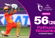 WATCH – Pathum Nissanka 56 (29) vs Desert Vipers – ILT20 Season 4 – Match 8