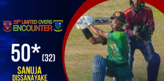 WATCH – Sanuja Dissanayake 50* (32) vs Maliyadeva College | 29th Limited Overs Encounter