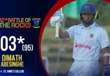 WATCH – Dimath Abeysinghe 103* (95) vs St. Anne’s College | 42nd Battle of the Rocks – Day 2 Dimath Abeysinghe