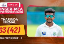 WATCH – Tharinda Nirmal 63 (42) vs BBK Partnership – Singer-MCA Super Premier League T20 WATCH - Tharinda Nirmal 63 (42) vs BBK Partnership - Singer-MCA Super Premier League T20