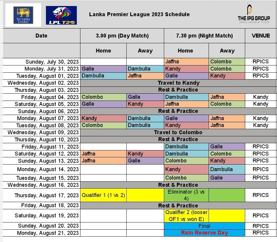 LPL 2023 Fixtures have been announced