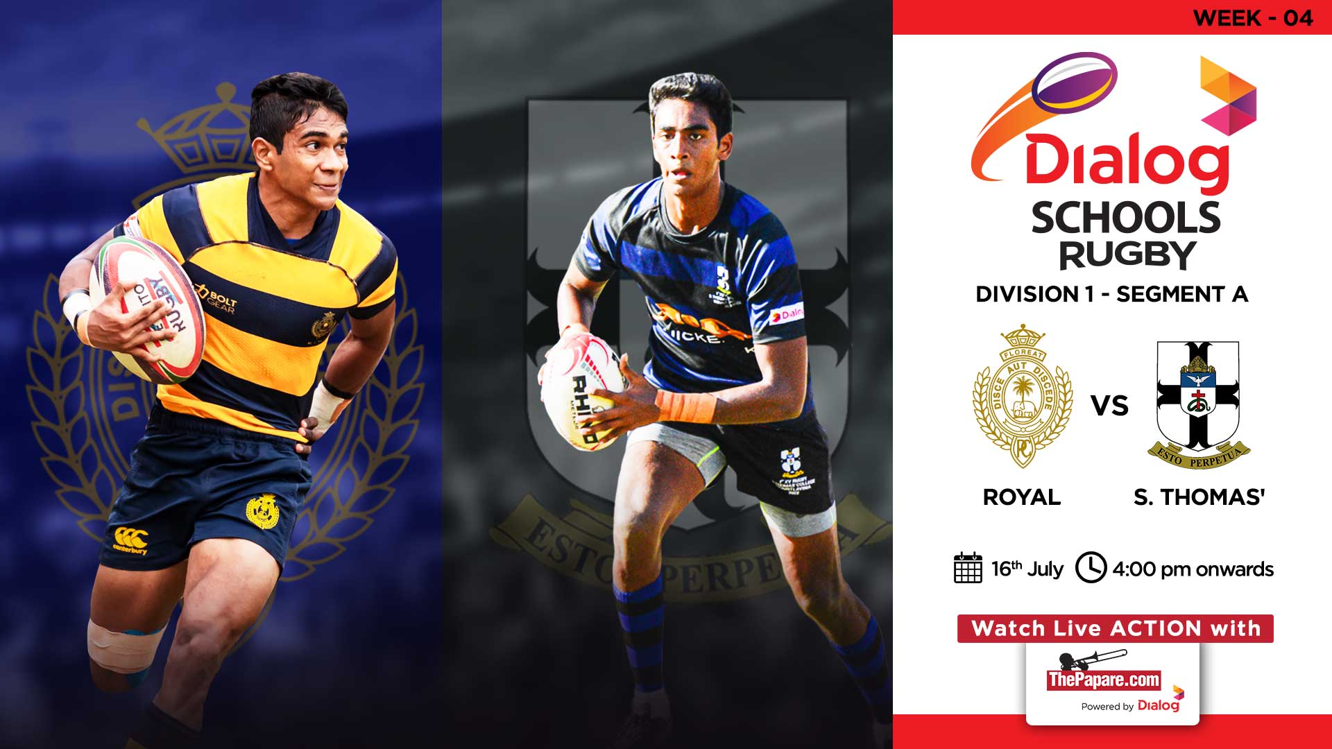 REPLAY - Royal College vs S. Thomas' College - Dialog Schools Rugby ...
