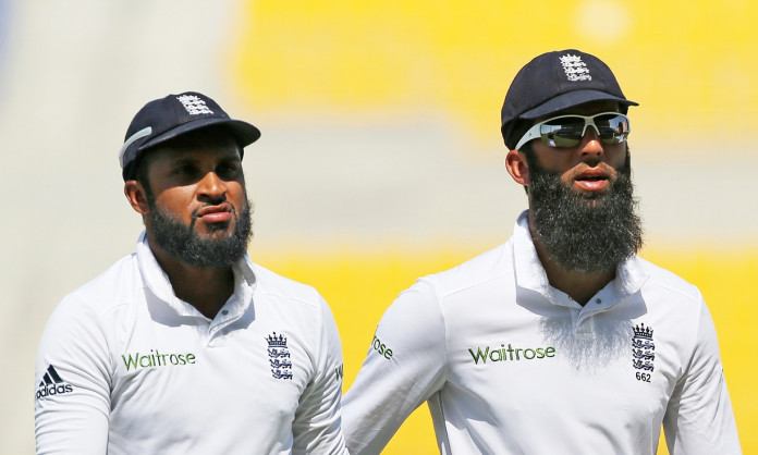 Adil Rashid, left, Moeen Ali, right, and Samit Patel have a combined economy rate of 4.06 runs per over on the current tour against Pakistan, the worst by an English spin attack in Asia. Photograph: Jason O'Brien/Reuters