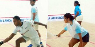 Ravindu Laksiri wins 13th, while Chanithma Sinaly defends national squash titles squash