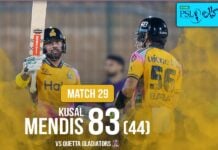 WATCH – Kusal Mendis 83 (44) vs Quetta Gladiators | PSL 2026 – Match 29 Kusal Mendis 83 runs vs Quetta Gladiators