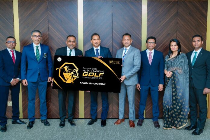 Mr. Sanjaya Gunawardana, Managing Director/ Chief Executive Officer, Sampath Bank (5th from R), presents the cheque to Mr. Mahela Jayawardene, Captain, RCGC (3rd from L), with Sampath Bank officials from R: Mr. Sajeewa Wanaguru, Senior Relationship Manager; Ms. Shyanika Hewage, Head of Private Banking; Mr. Asanka Liyanage, DGM – Consumer & SME Banking and Mr. Darshin Pathinayake, Chief Business Intelligence Officer along with RCGC officials Mr. Dihan Dedigama – Vice Captain and Mr. Shiran D. Rahman – Manager, Marketing & Communications.
