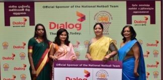 Ashani Senaratne– Head of Marketing - Dialog Axiata PLC handing over the sponsorship to Victoria Lakshmi – President, NFSL. Also pictured (L-R): Vindana Dayarathne - Secretary, NFSL and Padmini Horanage - Treasurer, NFSL