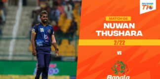 Player Performance - Nuwan Thushara 2/22 vs Bangla Tigers | Abu Dhabi T10 League 2023 - Match 08
