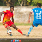 Red Star's Henry James (L) in action against SLTB SC in the FA Cup 6th round
