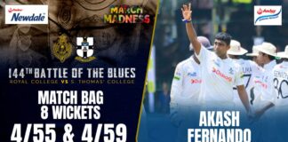 Akash Fernando Match bag 8 Wickets