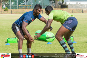 Umesh Madhushan (left) and Suhiru Anthony (right) at training