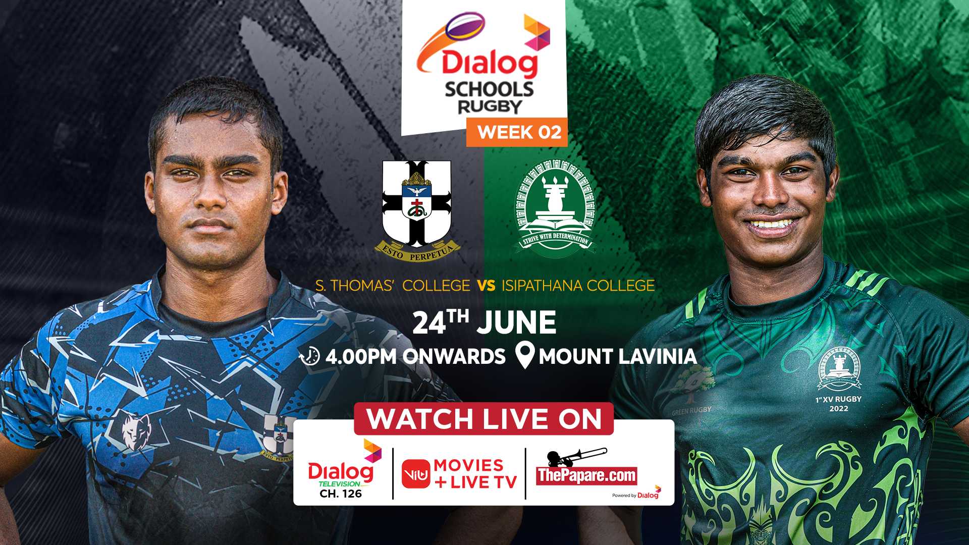 Dialog Rugby REPLAY - S. Thomas' College vs Isipathana College - Dialog Schools ...