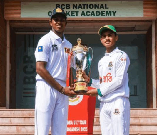 පළමු දිනයට කඩුලු 22ක් බිලිවෙයි Sri Lanka U17 tour of Bangladesh 2025