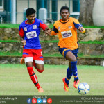 St.Peter's College's Mohamed Shabeer (R) in action against Maris Stella - Schools Football 2016