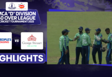 WATCH – Highlights – Peoples Leasing vs George Steuart Health – MCA “D” Division 50 Over Tournament