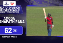 WATCH – Amoda Vidanapathirana 62 (79) vs Dialog Axiata – MCA “D” Division 50 Over Tournament