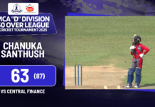WATCH – Chanuka Santhush 63 (87) vs Central Finance – MCA “D” Division 50 Over Tournament