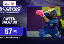 WATCH – Oween Salgado 67 (98) vs Ceylinco Insurance – MCA “D” Division 50 Over Tournament – Final