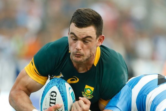 Jesse Kriel of South Africa fights for the ball with Javier Ortega Desio of Argentina during the Rugby Championship match between Argentina and South Africa at the Estadio Padre Ernesto Martearena Stadium on August 27, 2016 in Salta, Argentina.