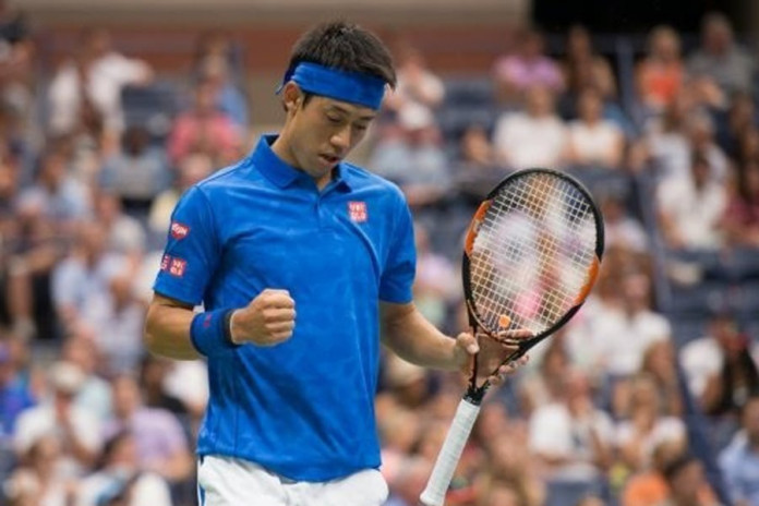 © AFP / by Dave James | Kei Nishikori of Japan celebrates a point against Andy Murray of Great Britain during their 2016 US Open men's singles quarterfinals match at the USTA Billie Jean King National Tennis Center on September 7, 2016 in New York