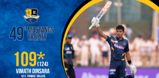 WATCH – Vimath Dinsara 109* (124) vs S. Thomas’ College | 49th Mustangs Trophy