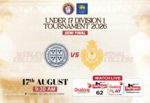 REPLAY – Wesley College vs Royal College – U17 Division 1 Tournament 2026 – Semi Final Wesley College vs Royal College - Semi Final - Under 17