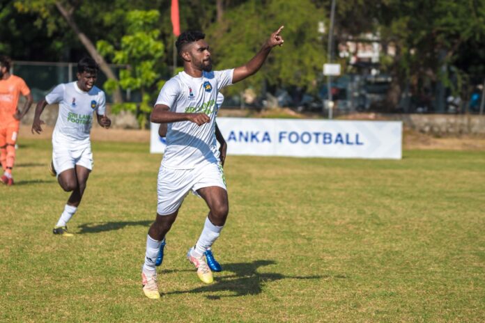 Northern’s Mariyathas Nitharshan celebrating a goal against Southern Province | Ceylon Provincial League 2022 – Independence Trophy